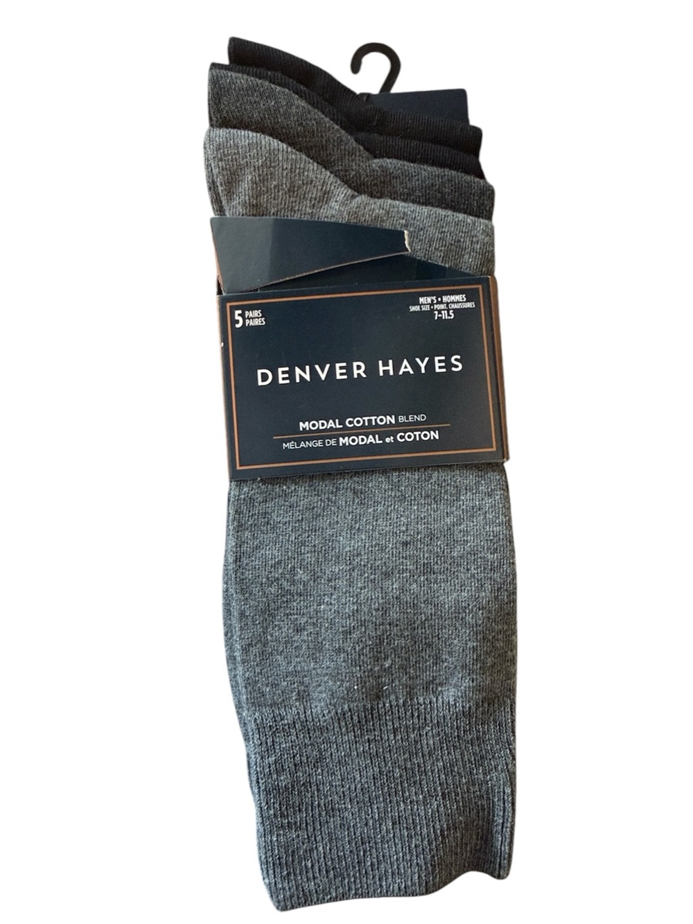 Denver Hayes Men's Gray and Black Dress Sock 5-Pack NEW